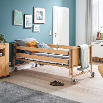 Многофункциональная кровать с электроприводом Burmeier Dali Standard c деревянными декоративными панелями в 