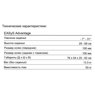 Дополнительная опция комнатное шасси Hi - Low для Thomashilfen EASyS Advantage в 